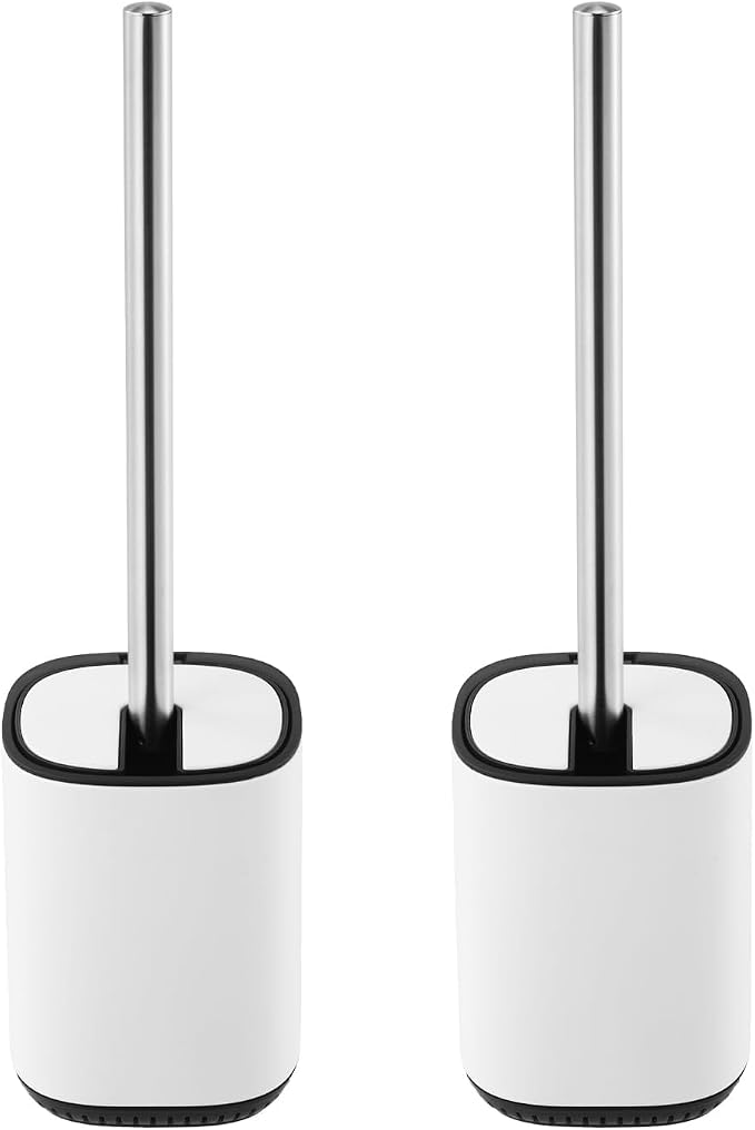 Toilet Brush and Holder Set Toilet Bowl Brush Stainless Steel Automatic Open lid Toilet Bowl Cleaner Brush Set Toilet Scrubber Kit Toilet Cleaning Brush for Bathroom