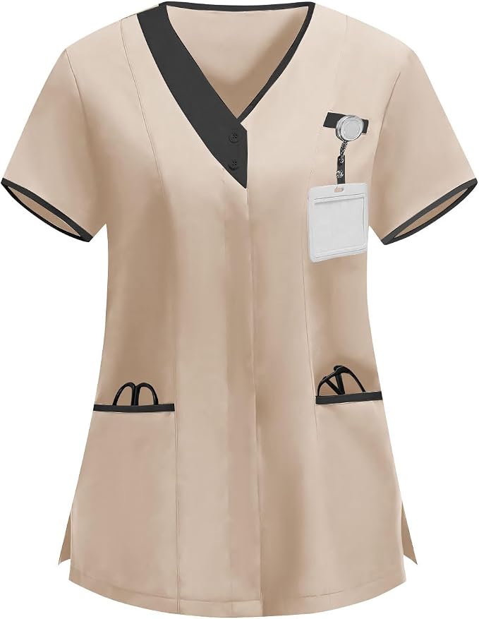 2026 Scrub for Cleaning Jobs Uniform, Multi Pockets Scrubs for Women Sets, V-Neck Top & Straight Leg Pants Scrubs Set