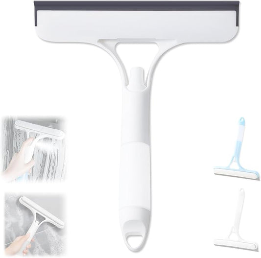 3 in 1 Window Cleaning Scraper, Cleaner Window Squeegee with Sprayer, Squeegee and Scrubber Spray Bottle Window Squeegee for Shower Glass, Mirrors, Car and Home,All-Purpose Window Cleaner Tool(White)