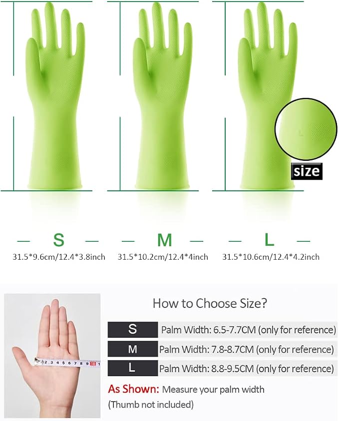 Alimat PluS Dishwashing Gloves Latex Free, Without Liner, 3 Pairs, Medium | Reusable Rubber Gloves with Non Slip Embossed Texture, Waterproof Nitrile Cleaning Gloves for Laundry, Gardening