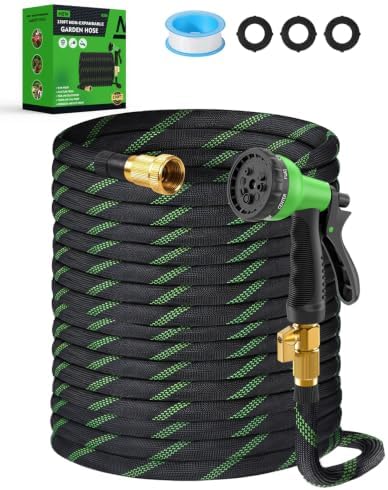 150ft Garden Hose, Non-Expandable Water Hose with 8 Function Spray Nozzle, Lightweight, Kink-Free, Burst-Resistant, Durable & Flexible 3/4" Garden Hose for Lawn, House Cleaning, Car Washing