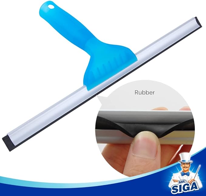 MR.SIGA Professional Window Squeegee & Microfiber Window Scrubber, 14 inch | 2 in 1 squeegee window cleaner tool