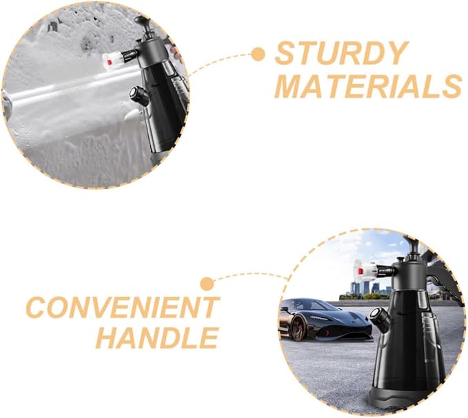 Handheld Pressurized Sprayer Bottle 2300ml Pp Black for Car Washing | High-pressure Water Flow, Versatile Use for Gardening, Sturdy Pp Build