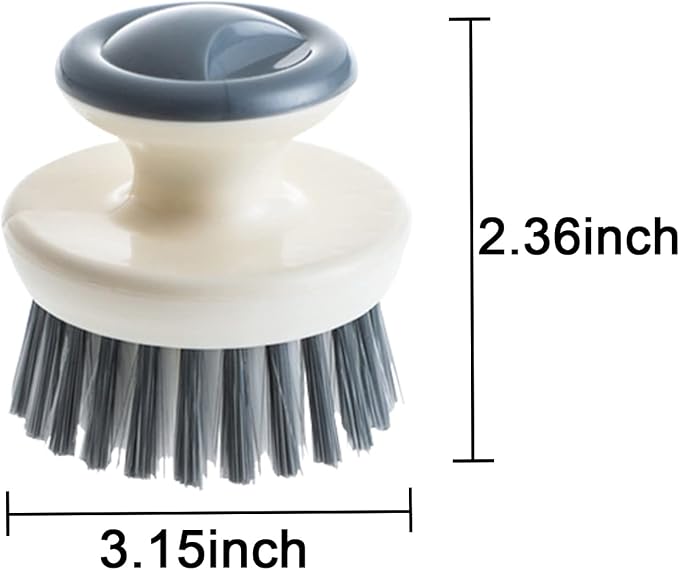 Dish Scrub Brush,Ergonomic Grip Palm Brush,Kitchen Scrub Brushes for Cleaning, Dish Scrubber with Stiff Bristles for Sink, Pots, Pans (2P Grey)