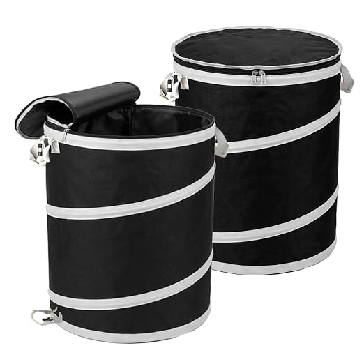 42 Gallon Collapsible Yard Waste Bags 2 Pack, Pop Up Trash Cans with Rigid Plastic Bottom & Dual Drain Holes, Extra Large Lawn Leaf Garbage Bins for Large Garden, Yard Cleanup, RV & Outdoor Storage