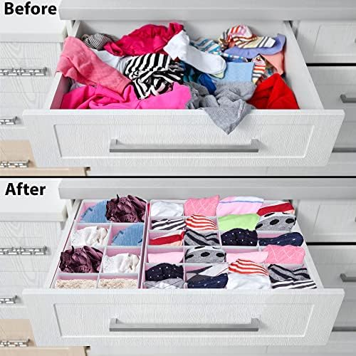 Simple Houseware 4-Pack Drawer Organizer Set for Underwear/Socks/Bra, Pink | Closet Dividers for Underwear, Socks, Bras, Scarves, Ties - Foldable Non-Woven Storage Boxes
