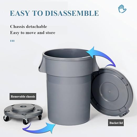 Wastebasket Trash Container, Heavy Duty Sturdy Round Trash Can, Recycling Bin, Stackable, Outdoor Waste Container，Plastic Garbage Can,Included Lid,Indoors，Outdoors(B,168L)