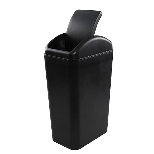 Ramddy 3.5 Gallon Plastic Slim Trash Can, 14 L Small Commercial Garbage Bin | Black, Modern Wastebasket