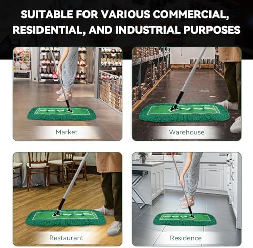 36 Inch Dust Mop Head: Replacement Medium Washable Commercial Mop Head Sweeper and Janitorial Replacement Green (Green - 36 Inch, 3 Pack)