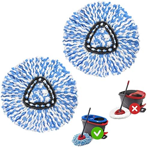 Spin Mop Replacement Heads for O-Cedar RinseClean 2-Tank, Microfiber 2-Pack | Not for 1-Tank; washable, reusable mop head refills for wet/dry use on tile, wood, windows & car interiors; easy snap-on fit.