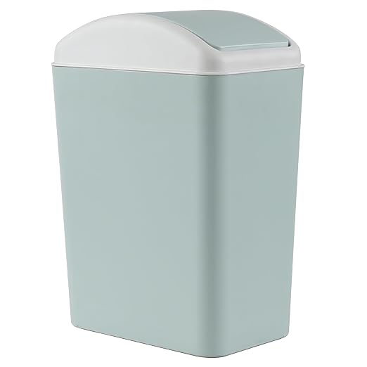 4.5 Gallon Plastic Trash Can with Lid, Swing Top Garbage Bin, Blue | Small Slim Swing Lid Trash Bin