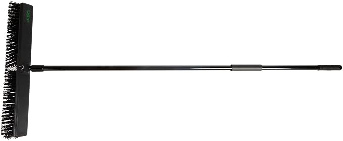 Restaurantware-Clean Tek Professional 23.62 Inch Push Broom, 1 Heavy-Duty Broom With 59” Handle - Heavy Bristles, 2 Handle Attachment, Wooden, Commercial Use, For Deck, Garage, Yard, Patio