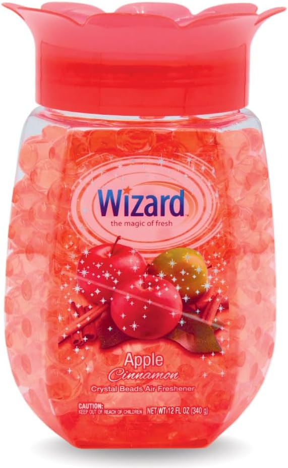WIZARD Odor Eliminator Gel Beads - 12 oz, Pack of 12 - Air Freshners For Bathroom. Rooms, Per Areas and Car Freshner (APPLE CINAMON)