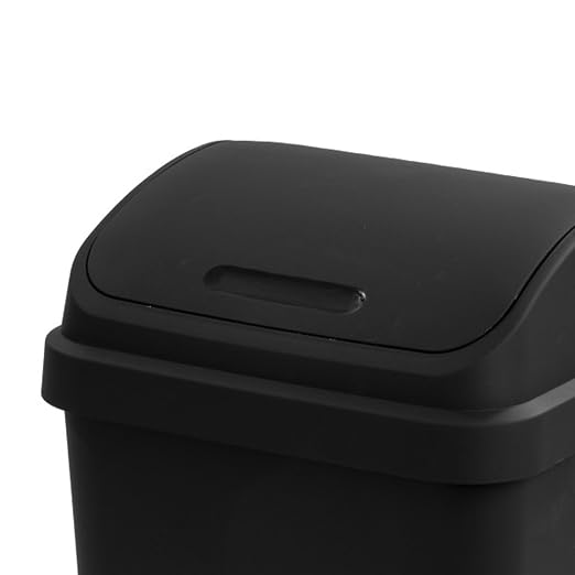 Sterilite Swing Top Wastebasket, Trash Can, 13 Gallon, Black, 4-Pack | Sleek Square Profile Modern Garbage Bin for Kitchen, Bathroom, Garage and Workspace, Fits 13 Gal Liners