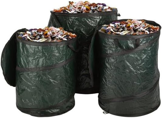 Wakeman Outdoors Collapsible Trash Can, 44-Gal, 29.5-Gal, 23.1-Gal, 3-Pack | Outdoor Portable Pop Up Trash Cans for Parties, Laundry Hamper, Collapsible Yard Waste Bag Leaf Bin - Camping Essentials