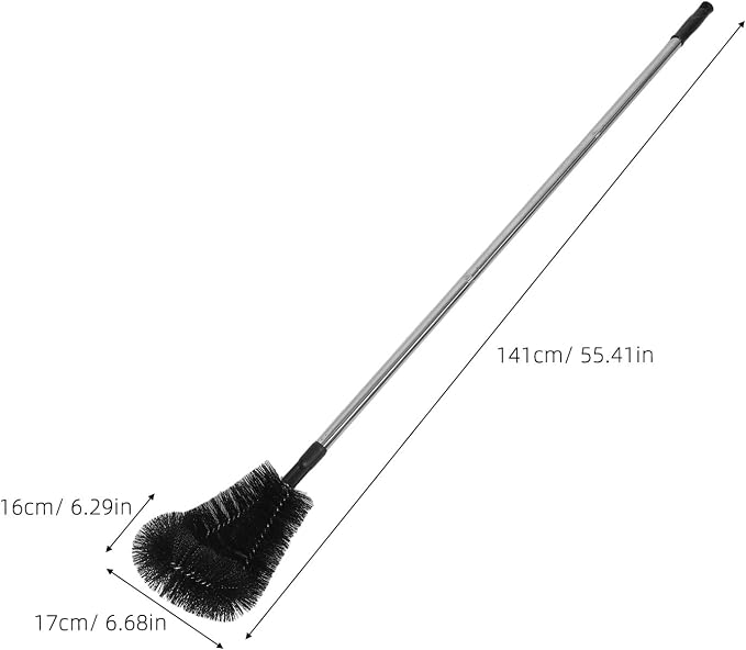 Outdoor Fountain Cleaning Brush with 47 Inch Long Handle - Heavy Duty Statue Scrubber for Garden Maintenance - High Reach Gutter Roof Tool for Leaf Clearing