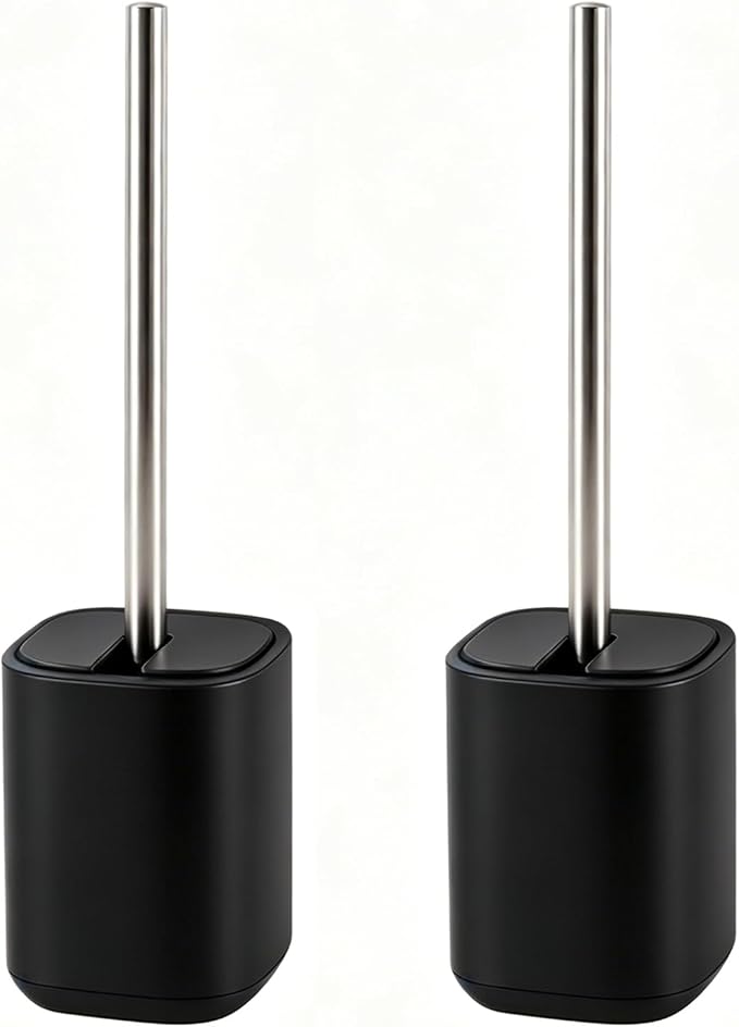 Toilet Brush and Holder Set Toilet Bowl Brush Stainless Steel Automatic Open lid Toilet Bowl Cleaner Brush Set Toilet Scrubber Kit Toilet Cleaning Brush for Bathroom