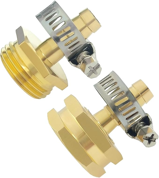 Hooshing 1/4" Garden Hose Repair Kit Male and Female Hose Mender End Repair | Heavy Duty Brass Hose Connector, with Stainless Clamps