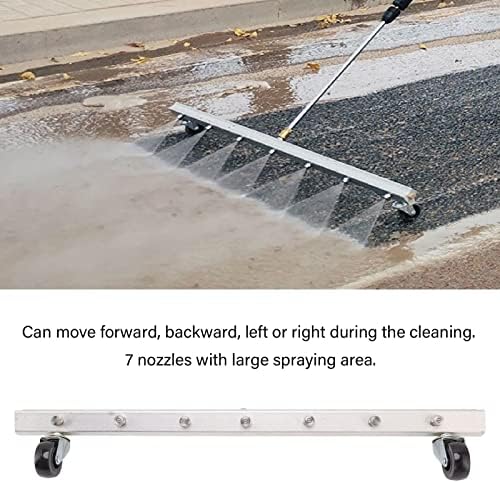 Pressure Washer Water Broom, Undercarriage Cleaner with 7 Hole Wide Spray, Heavy Duty Water Broom for Driveway Concrete, 4000psi 65cm Wheeled for Car Truck, Quick Connect
