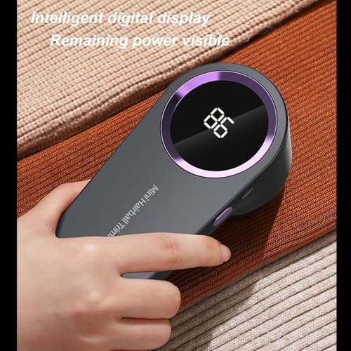 Fabric Shaver, Lint Remover Rechargeable with 6 Leaf Blades,Intelligent Digital Display Fuzz Remover for Clothing,Furniture Electric Lint Remover for Clothes,Sweater,Couch,Blanket (Black)