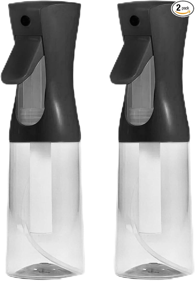 Continuous Spray Bottle for Hair - Ultra Fine Mist Water Sprayer for Hairstyling, Curls, Plants, Cleaning, Salon - 200ml/6.8oz 2 Pack