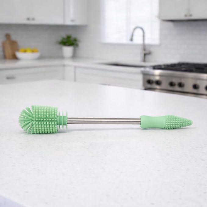 Haakaa Food-Grade Silicone Double-Ended Cleaning Brush (Brush-Lime) | Household Cleaning Brushes Food-Grade Silicone Dishwasher Safe
