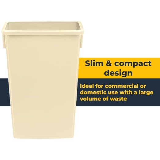 3 pack 23 Gallon Waste Bin with Swing Lid, Heavy-Duty Trash Can, Slim Rectangular Garbage Bin, Durable Waste Container, Recycling Bin, Plastic Wastebasket for Kitchen, Garage, Restaurants, Office