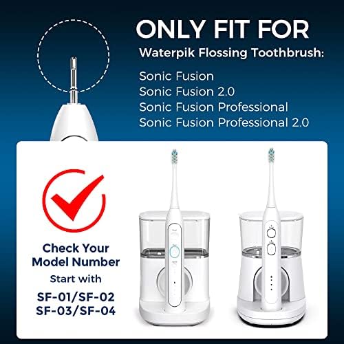 6 Pack Toothbrush Replacement Heads Compatible with WaterPik Sonic Fusion 2.0, FitMount Flossing Brush Head Fit for Water-Pic SF-01 SF-02 and 2.0 SF-03 SF-04