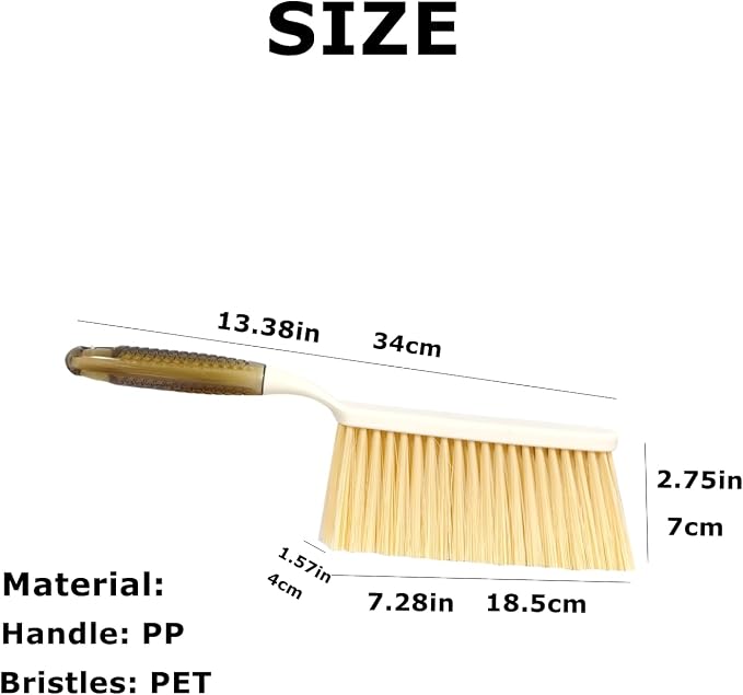 Dusting Brush, 13" Short Thick Firm Plastic Bristles Broom | Medium Handheld Dust Besom, Cleaning Heavier Litter, Workbench, Machine, Camping, Cloakroom, Gardening, Sofa