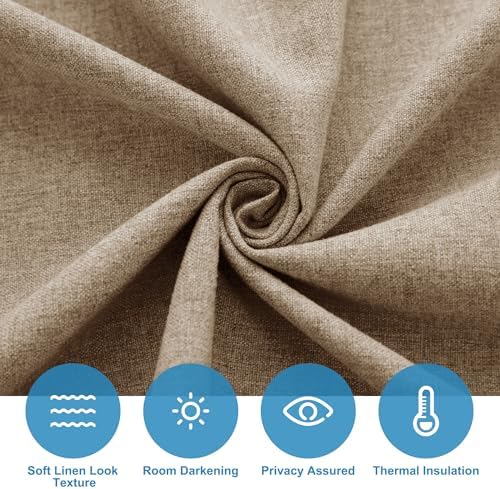 RYB HOME Sidelight Curtains for Front Door, Window Covering No Drill | Thermal Insulated, Linen Blend, Privacy Assured, Small Shade for Side Patio Glass French Door, W12 x L69, Mocha, 1 Panel