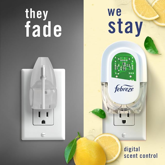 Febreze Plug In Air Freshener, Odor-Fighting Scented Oil Refill, Kitchen Odor Fighter, 2 Refills