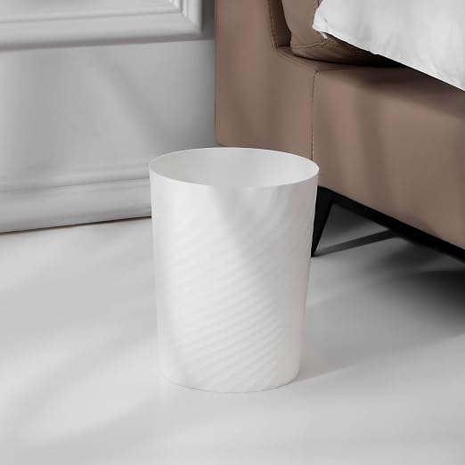 Plastic Small Bathroom Trash Can Wastebasket Garbage Can, White, 2 Pack | Sturdy-Easy to Clean, Bathroom, Laundry Room, Kitchen, Office, Kids Room, Dorm, Bedroom, 1.8 Gallon