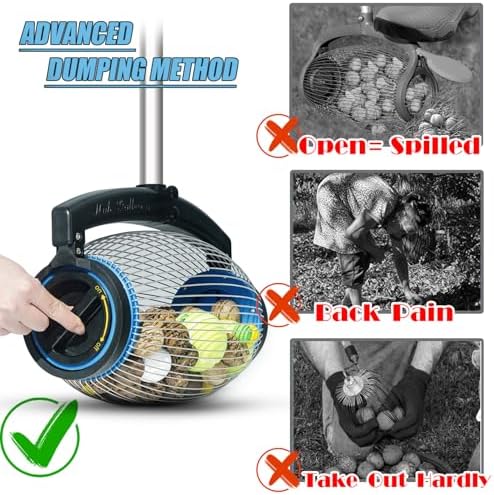 Zozen Nut Gatherer, Acorn Picker Upper, Side Opening Dump, 1 Gallon | Telescopic Handle, 3/8''-1''Objects Size, Nut Roller Apply Acorns, Pecans, Buckeyes, Hickory Nuts, Nerf Balls, Golf Balls