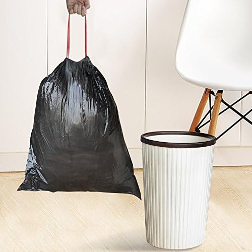 Teyyvn 8 Gallon Kitchen Drawstring Trash Bag, 220 Count Garbage Bags, Black | Tear-Free, Leakproof, 30 Liter Waste Basket Can Liners, Unscented, for Bathroom Office Kitchen
