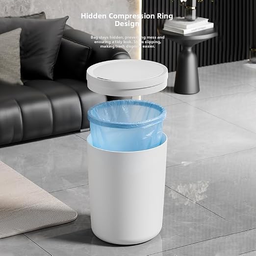 Automatic Smart Trash Can Sensor Motion Can with Lid for Bathroom Kitchen | Motion-sensing lid auto-opens within 11.8 inches, closes after 6s. Sealed odor block, low power, fit apartment hotel office.