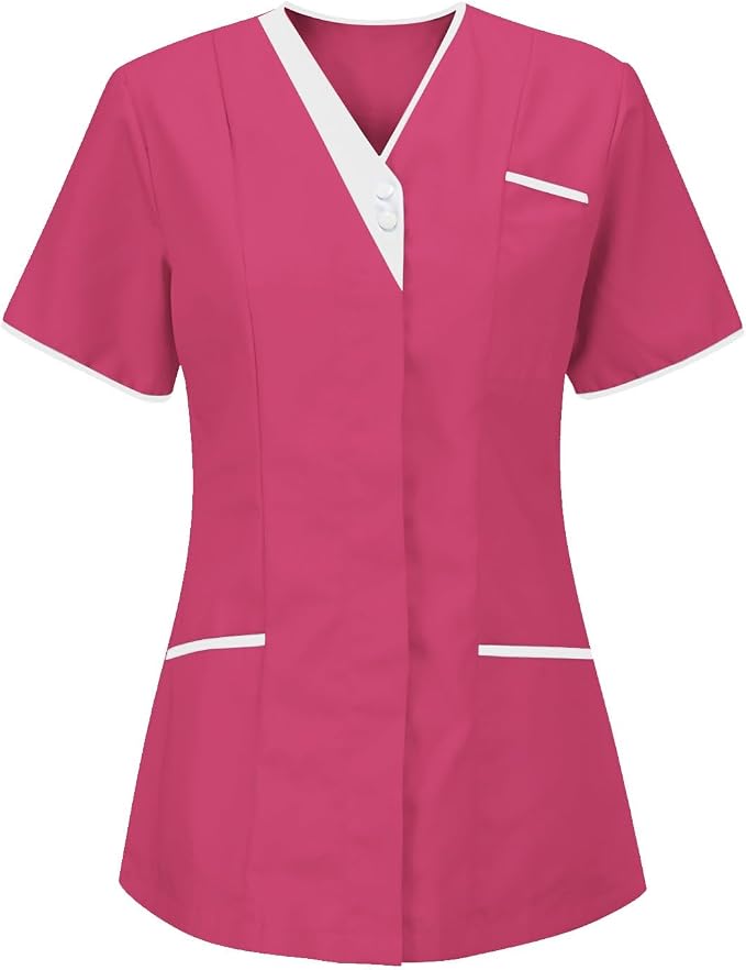 Lightweight Nursing Scrubs for Women Housekeeping Uniforms for Women Short Sleeve Scrub Tops Cleaning Uniform