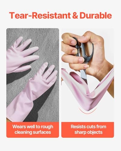 VEVOR Reusable Dishwashing Gloves, 2 Pairs Colorful Reusable Household Kitchen Cleaning Gloves for Washing Dishes and Cleaning Tasks, Flexible Long-lasting and Non-Slip, Medium, Blue + Purple
