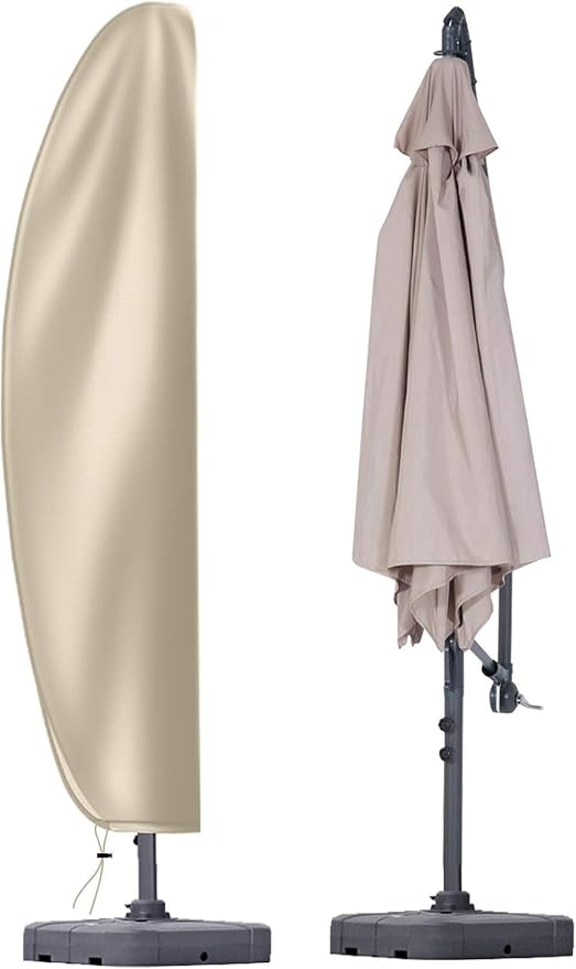 OKPOW Cantilever Patio Umbrella Cover: Fits 12-14 FT Outdoor Umbrellas | Easy Install with Rod & Long Zipper, Waterproof 420D Oxford Cover, Protects Offset Umbrella from Sun, Rain, Snow & Dust
