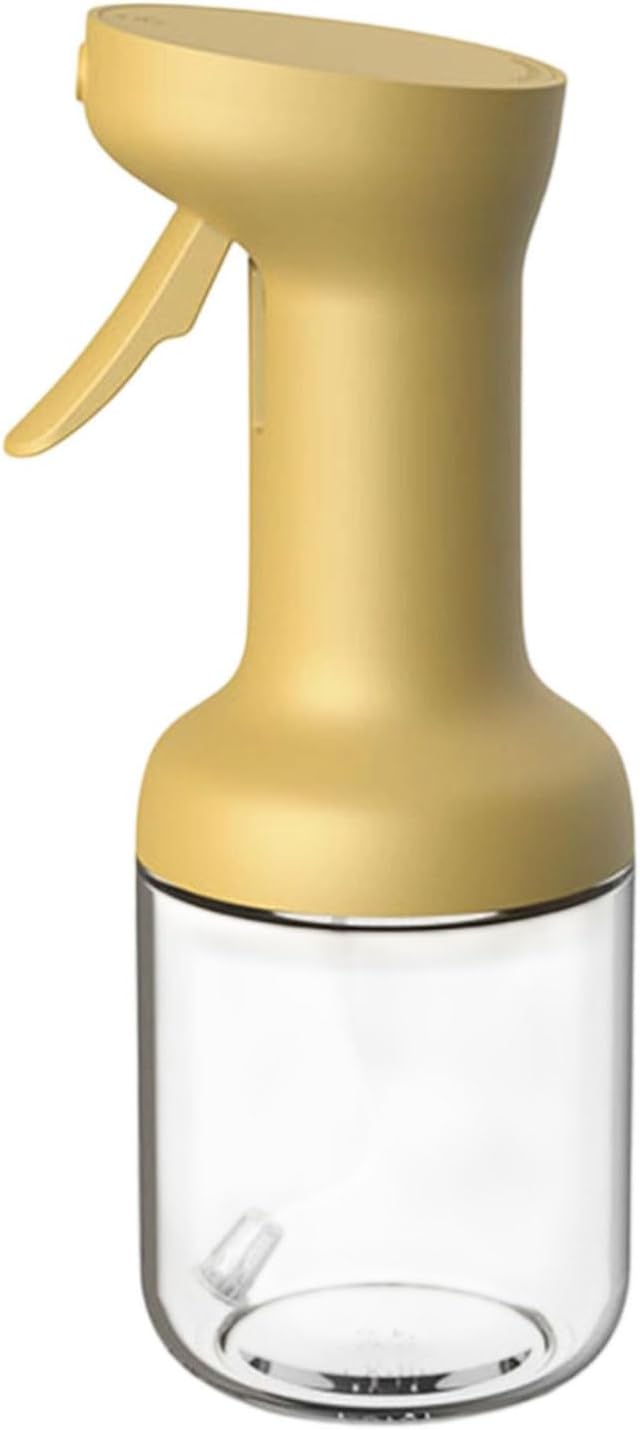 Glass Oil Sprayer Bottle with Drip-Free Nozzle, 450ml yellow | Pressurized Silicone Pumps for Accurate Liquid Seasoning Distribution and Multipurpose Kitchen Applications