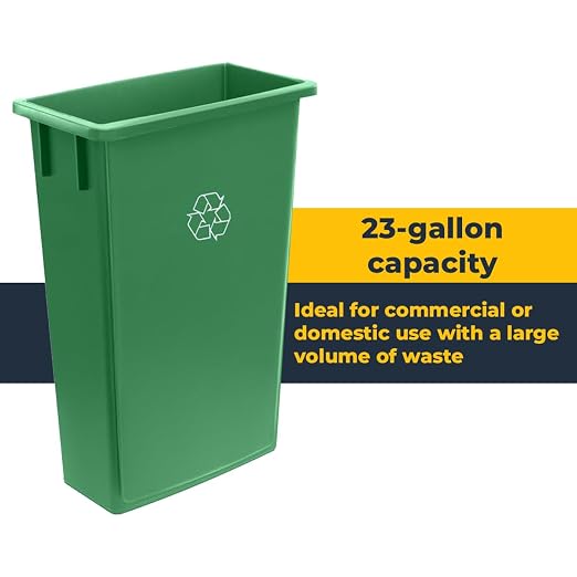 3 pack 23 Gallon Waste Bin with Lid & Dolly, Heavy-Duty Trash Can, Slim Rectangular Garbage Bin, Durable Waste Container, Recycling Bin, Plastic Wastebasket for Kitchen, Garage, Restaurants, Office