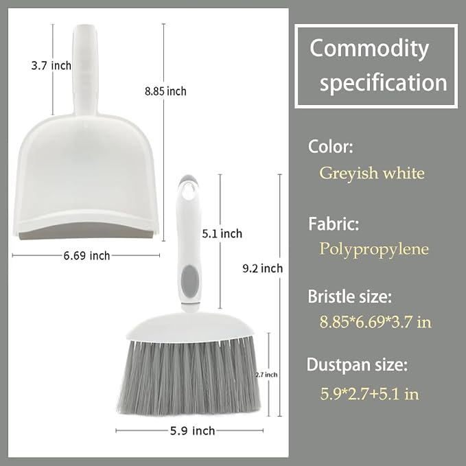 Dust pan, Mini Dustpan and Brush Set, Small Broom and Dustpan Set, Small Hand Broom and dust pan Set, Whisk Broom, Dust pan and Brush for Desk, Table, Home, Kitchen Necessities (Gray 3 pcs)