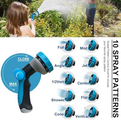 Metal Garden-Hose 200Ft Stainless Steel Water Hose Heavy Duty with 10 Way Nozzle-Flexible Lightweight Durable No Kink & Tangle，Strong 3/4’’ Solid Metal Fitting Shut-Off Valve for Outdoor Yard