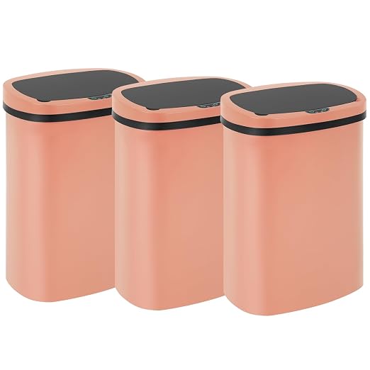 BestOffice Trash Can Broken-Resistant Plastic Touch Free High-Capacity Garbage Can with Lid for Bedroom Bathroom Home Office 49 Liter 13 Gallon Trash Can Automatic Kitchen Trash Can