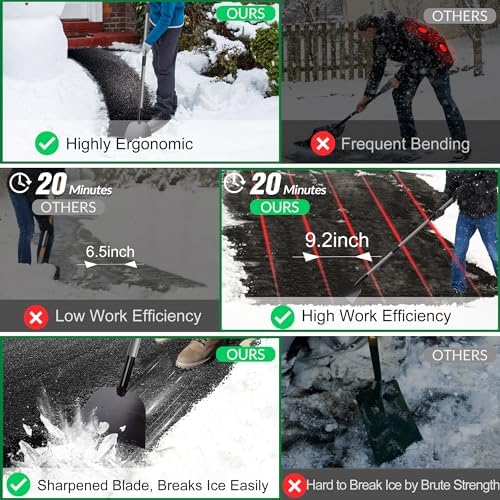 Walensee Floor Scraper, Long Handle Flat Shovel for Weeding and Lawn Edging | Wide Flat Blade Removes Weeds, Moss And Debris From Yards, Patios And Sidewalks, Also Scraping Light Ice And Snow In Winter.