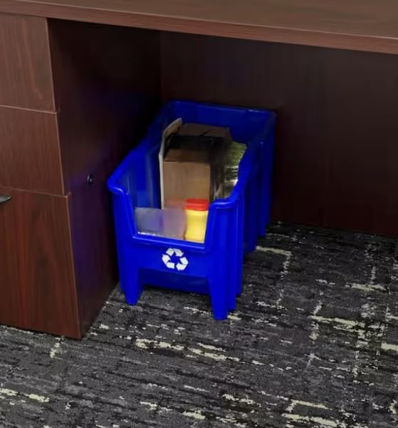 Blue Stackable Open-Front Recycling Bin Box Containers (4-pack) QE16822