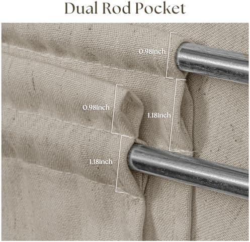 Linen Sheer Small Door Window Curtains for Kitchen Bathroom Privacy | Light Filtering, Door Curtain, Burlywood Birch, Farmhouse Rustic Drapes, 2 Panels, Dual Rod Pocket, 25W X 40L Inch