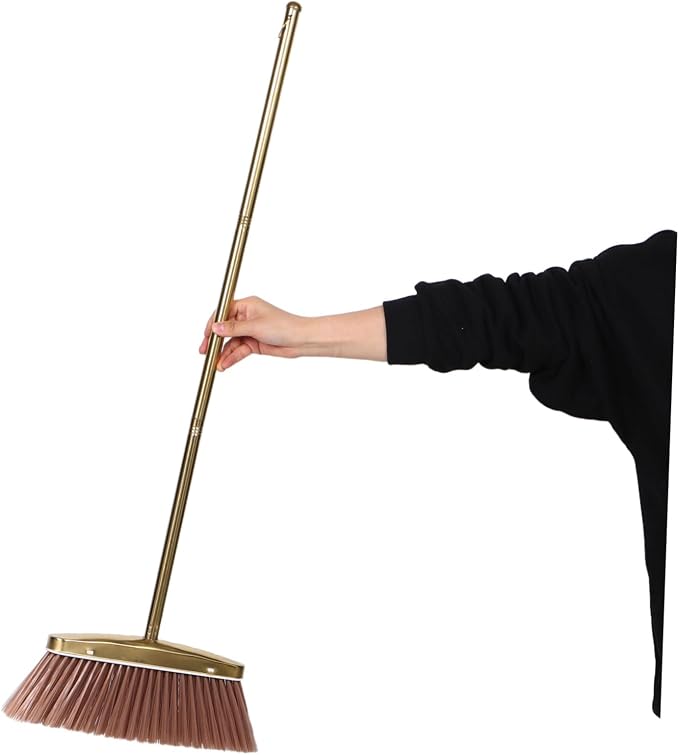 BESTOYARD Thickened Stainless Steel Dust Broom with Detachable Handle, Fine Bristle Indoor and Outdoor Floor Sweeping Broom for Yard, Patio, and Home Cleaning