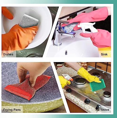 Thyle 36 Pack Steel Wool Scrubber Kitchen Sponges, Heavy Duty Non Scratch Metal Sponges, Reusable Cleaning Scrub Pads for Dishes, Pots, Pans, Sink and Tough Hard Stains (Multicolored)