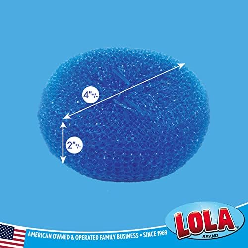 LOLA Jumbo 4" Plastic Mesh Scouring Pads, 12 Pack, Non-Scratch, Great for Pots, Dishwashing, Sinks, Appliances, Assorted Colors