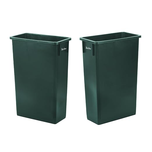 PLASTIC PRINCE 23 Gallon Slim Trash Can Kitchen, Commercial Tall Trash Bin Narrow, Rectangular Slim Jim Skinny Garbage Can for Home Garage Cabinet Restaurant, 2 Pack, Green